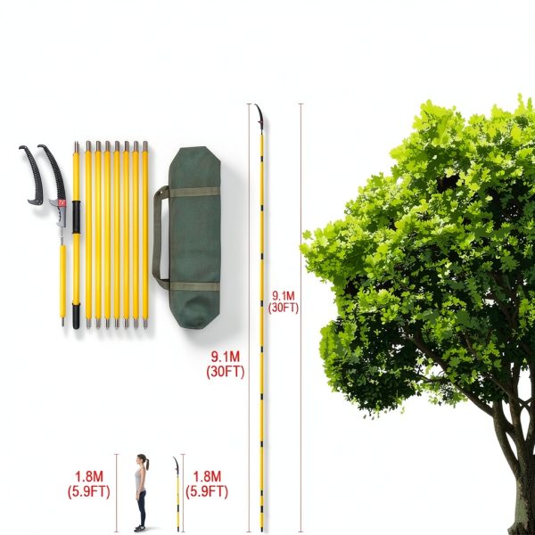 Murezuer Manual Pole Saw Yellow Extendable Height-1