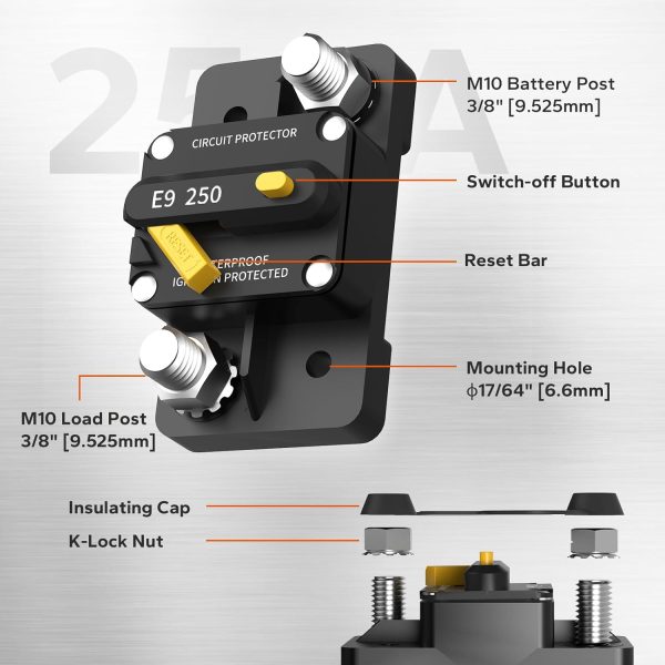 250A DC Circuit Breaker LiTime 48V Surface Mount-2