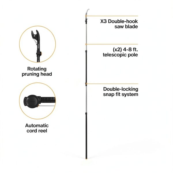 Fiskars X3 Double Hooked Saw Pole Saw Aluminum-1
