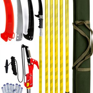 HLHgirl Manual Pole Saws for Tree Trimming Yellow-0