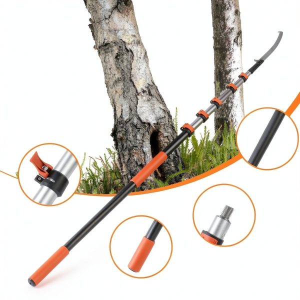SISUPASSIE Manual Pole Saws Black and Silver Carbon Steel-1