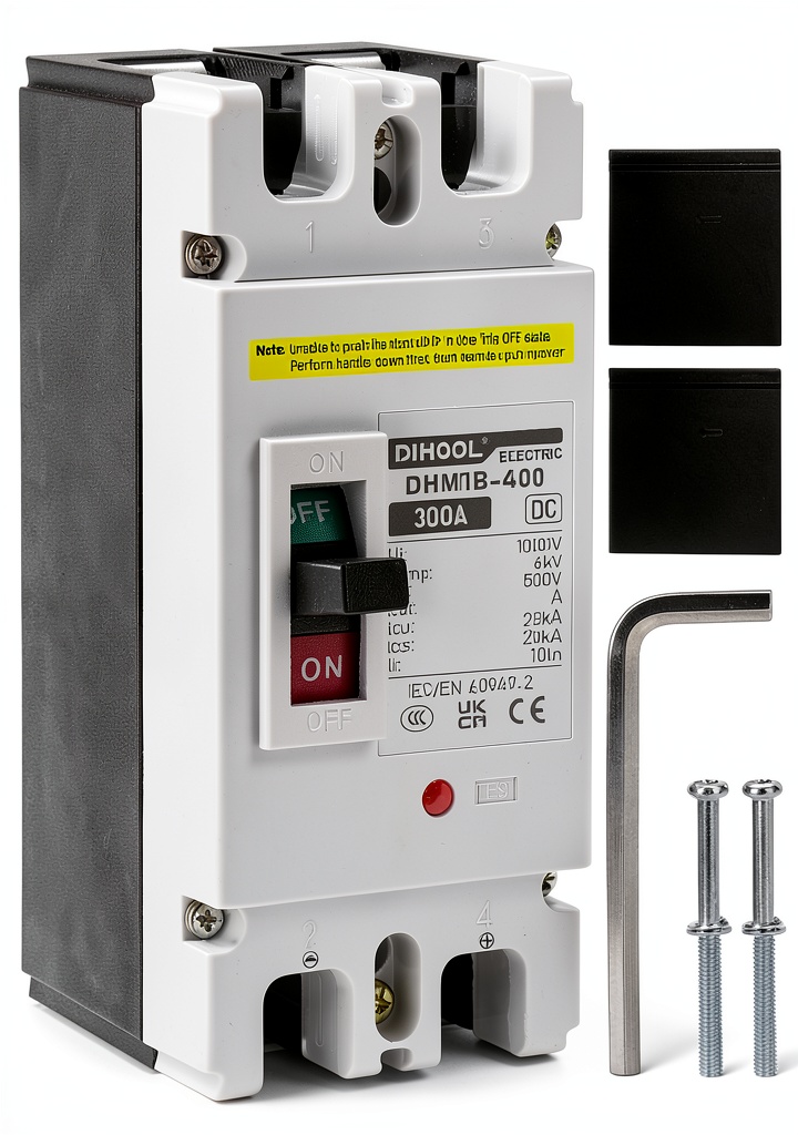 Installing DIHOOL 300A Circuit Breaker 2 Pole Screw Mount on a wooden desk